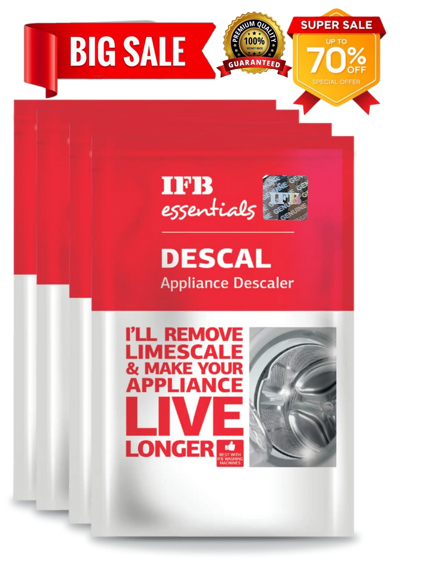IFB Washing Machine Cleaner Powder (Descaling Powder) -Pack of 4( 400g )