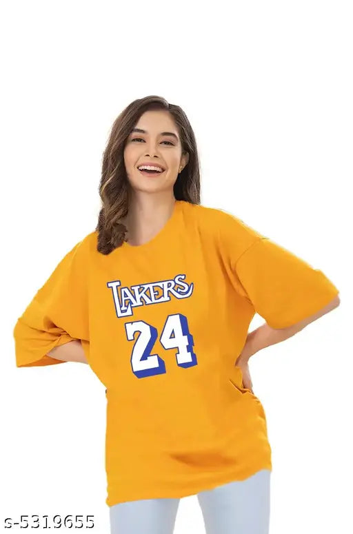 Oversize Cottonblend Printed Women's T-shirt (yellow lakers)