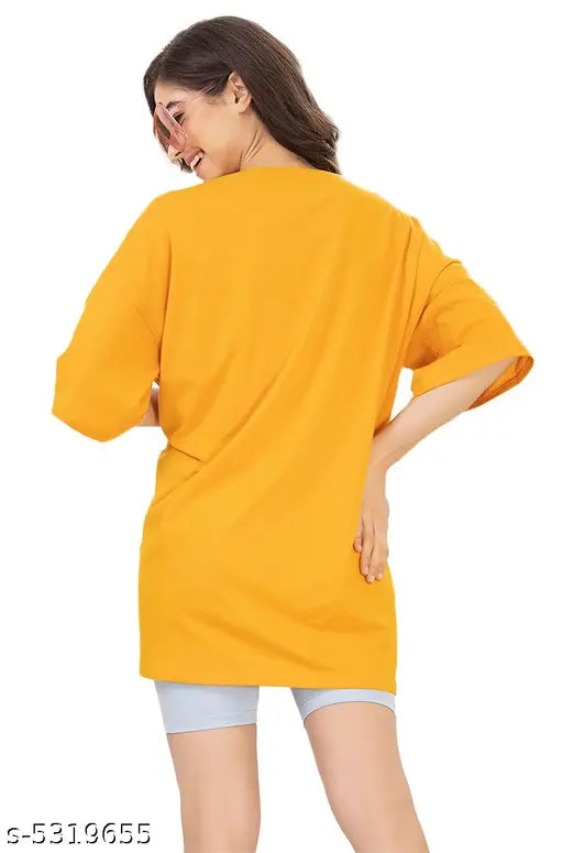Oversize Cottonblend Printed Women's T-shirt (yellow lakers)