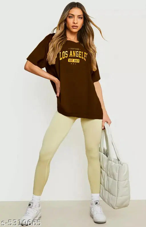 Oversize Cottonblend Printed Women's T-shirt (los Angeles)
