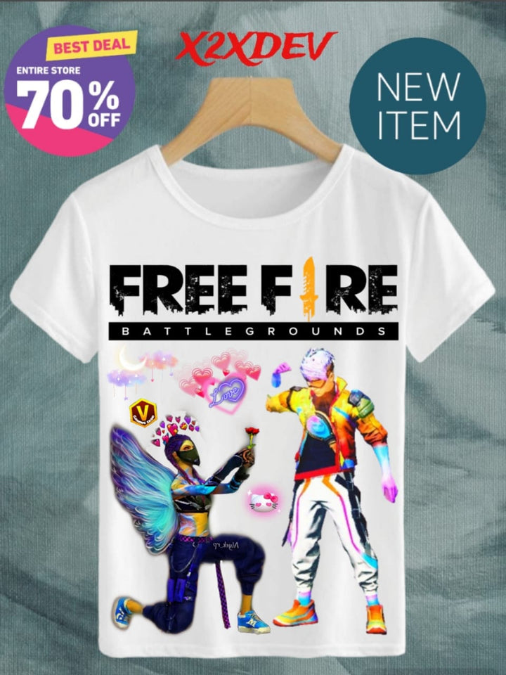 Free-Fire Printed T-Shirts for Kids Unisex