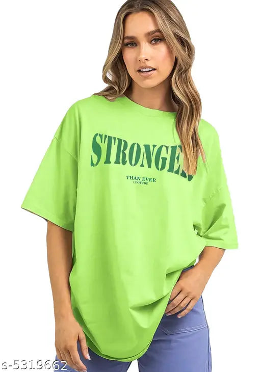 Oversize Cottonblend Printed Women's T-shirt (green)