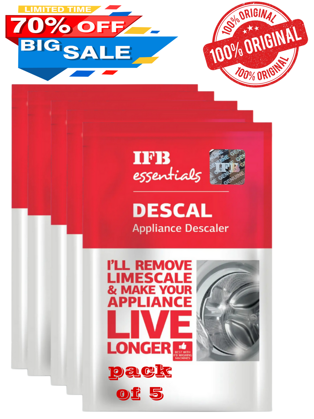 IFB Washing Machine Cleaner Powder (Descaling Powder) -Pack of 4( 400g )