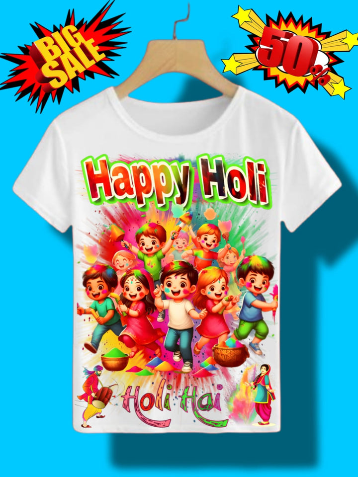 Vibrant Holi-Themed T-Shirts for Boys & Girls
