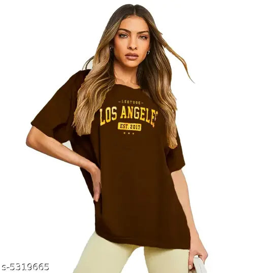 Oversize Cottonblend Printed Women's T-shirt (los Angeles)