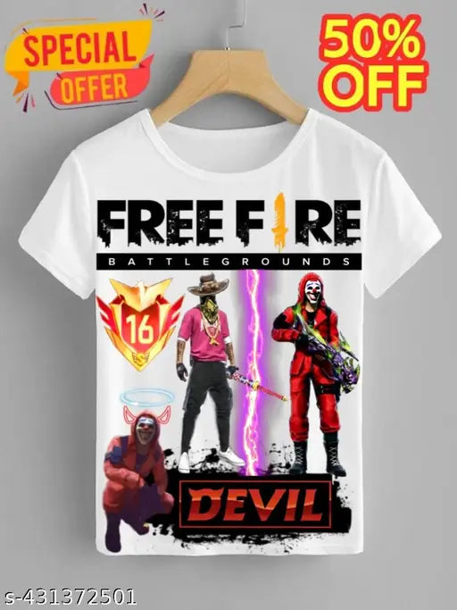 Free-Fire Printed T-Shirts for Kids Unisex
