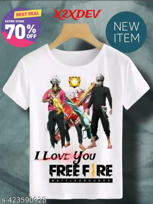 Free-Fire Printed T-Shirts for Kids Unisex