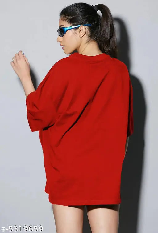 Oversize Cottonblend Printed Women's T-shirt (RED MADE)