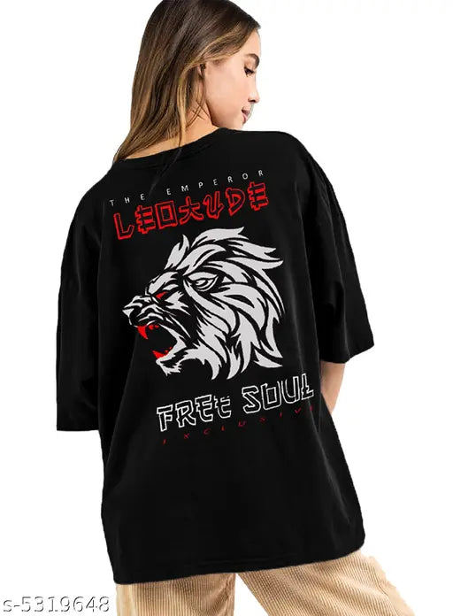 Oversize Cottonblend Printed Women's T-shirt (black free soul)