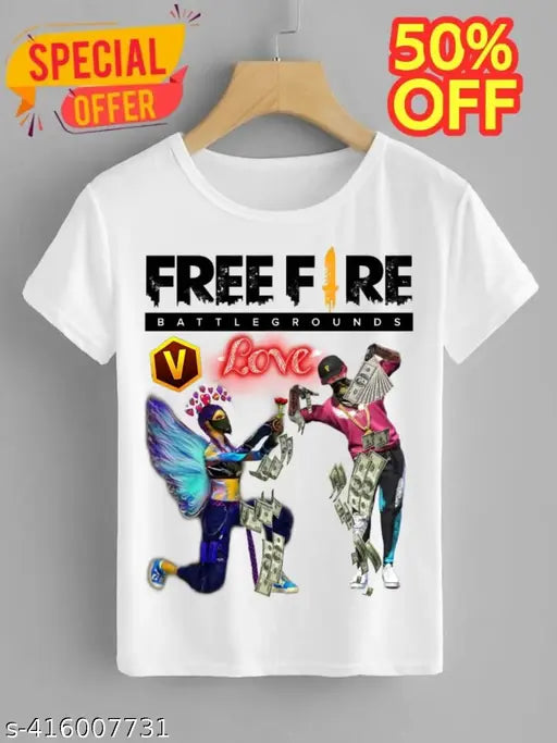 Free-Fire Printed T-Shirts for Kids Unisex
