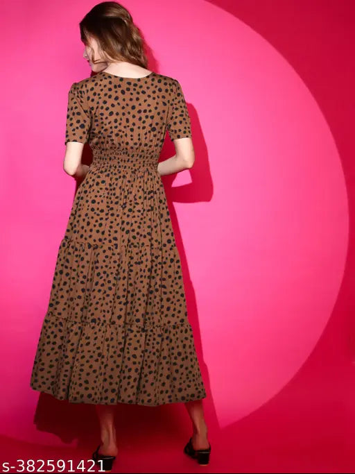 Elegant Maroon V-Neck Fit & Flare Midi Dress – Stylish & Comfortable