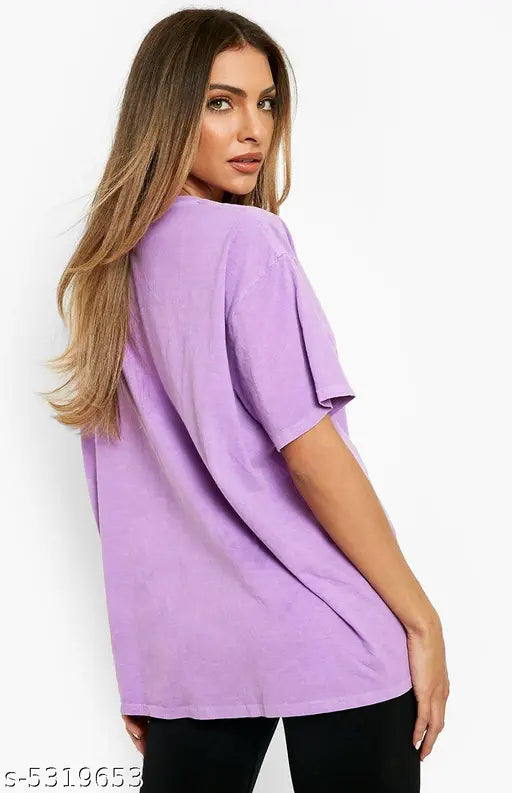 Oversize Cottonblend Printed Women's T-shirt (purple)