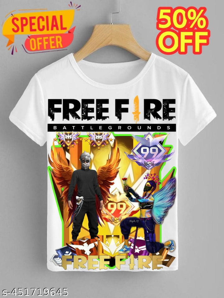 Free-Fire Printed T-Shirts for Kids Unisex