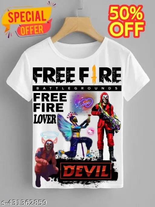 Free-Fire Printed T-Shirts for Kids Unisex