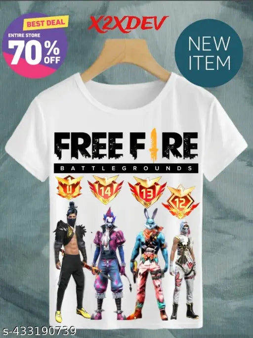 Free-Fire Printed T-Shirts for Kids Unisex
