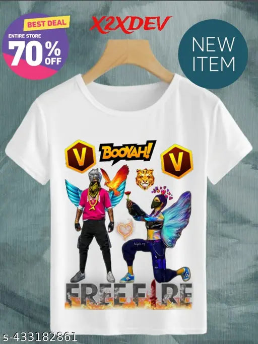 Free-Fire Printed T-Shirts for Kids Unisex