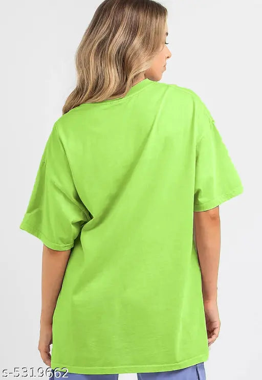 Oversize Cottonblend Printed Women's T-shirt (green)