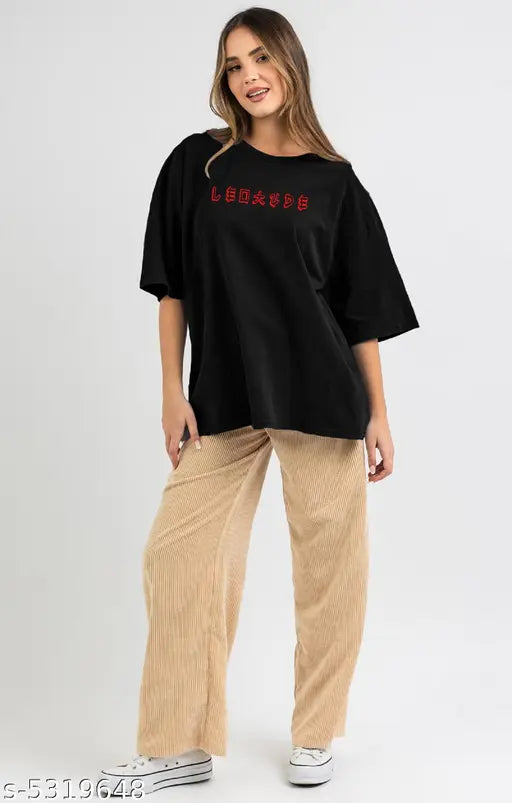 Oversize Cottonblend Printed Women's T-shirt (black free soul)