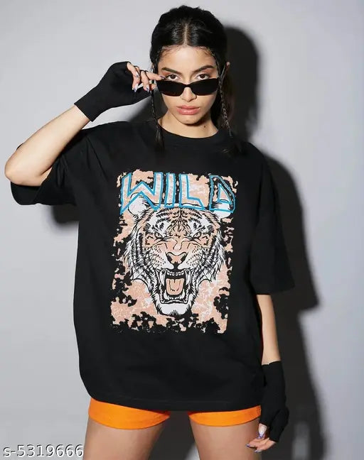 Trendy Leotude Oversize Cottonblend Printed Women's T-shirt