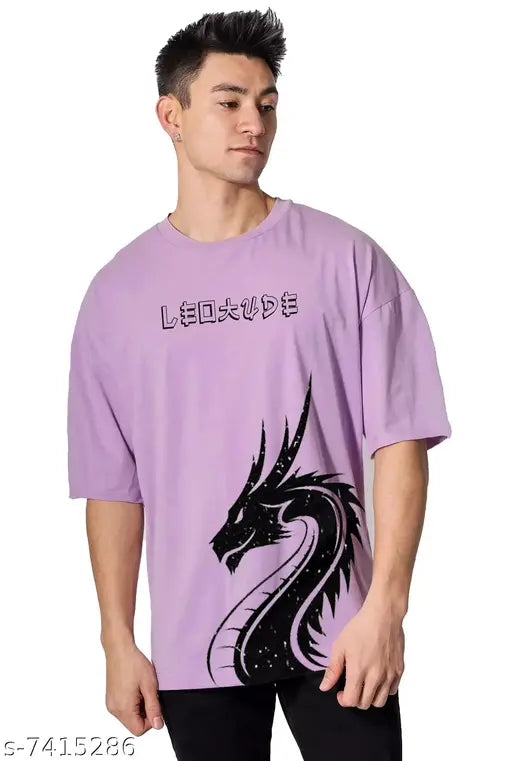 Oversized Men's Cotton Blend Printed T-Shirt